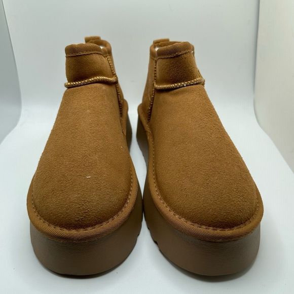 YSP Women's Genuine pull on platform boot 10 CHESTNUT - Picture 2 of 7